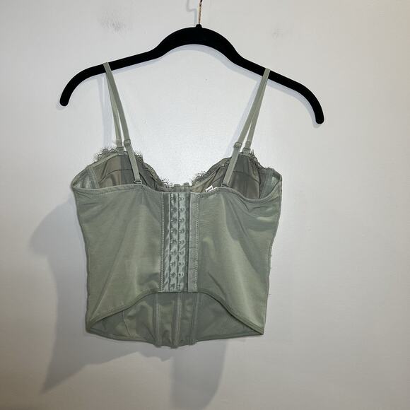 Garage Chrishell Lace‎ Mesh Bustier Size XS Floral Lace Detail Stretchy Cropped - Picture 3 of 7